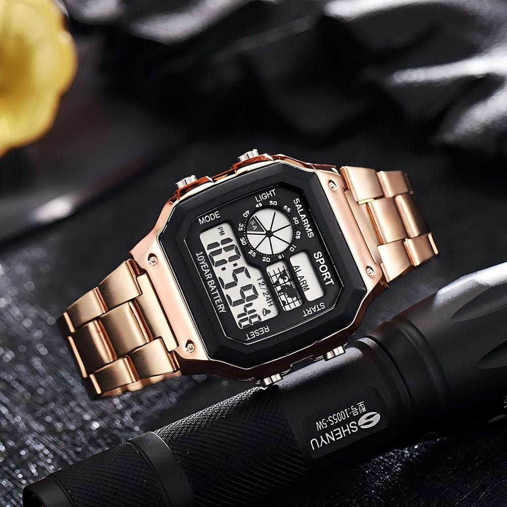 Digital Watch Men Watch Stainless Steel Strap Countdown Sport Watches Waterproof Led Electronic Wristwatch for Men Gift Reloj