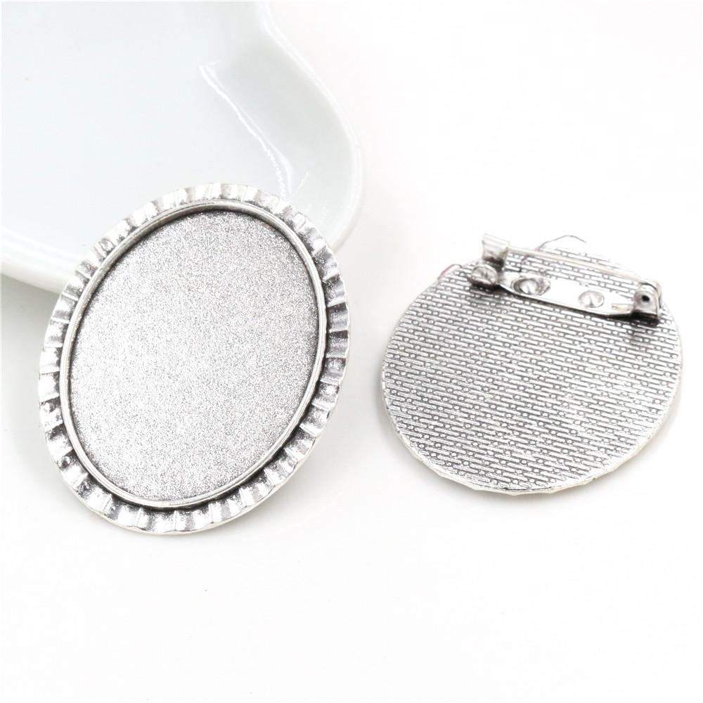 New Fashion 5pcs 30x40mm Inner Size Antique Silver Plated Gold Color Bronze Black Pin Brooch Simple Style Base Setting Pendant