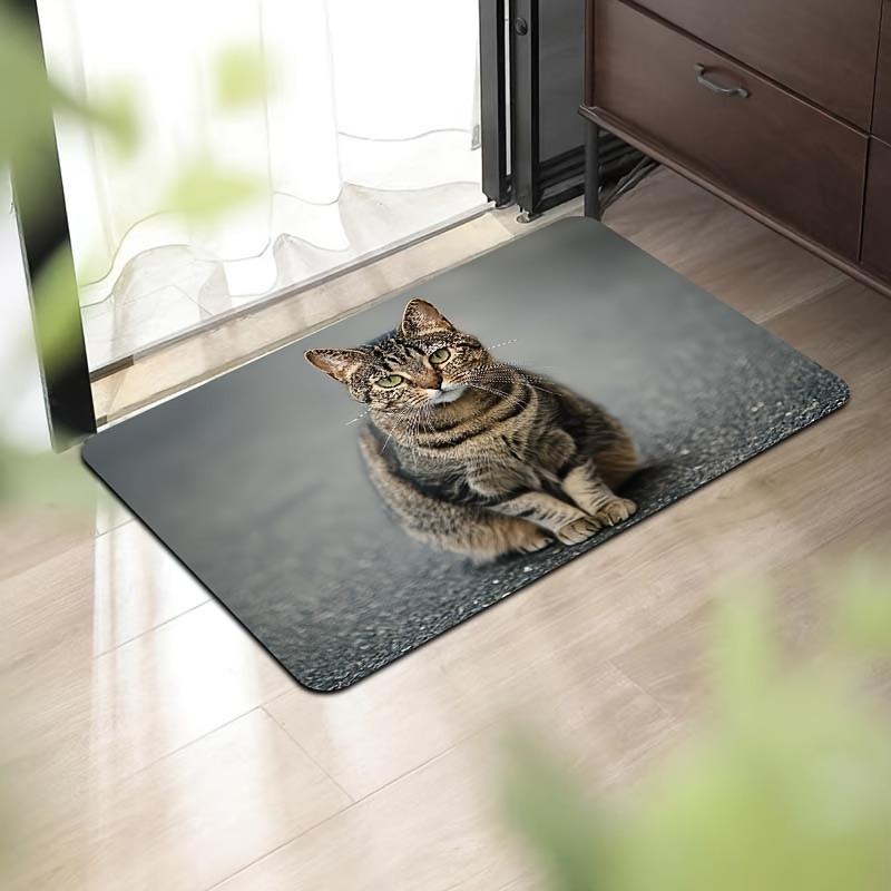 Cartoon furry cute cat animals, game carpet, non-slip washable floor mat