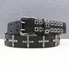 Heavy Duty Riveted Leather Belt with Diamond Studs and Hollow Eyelets