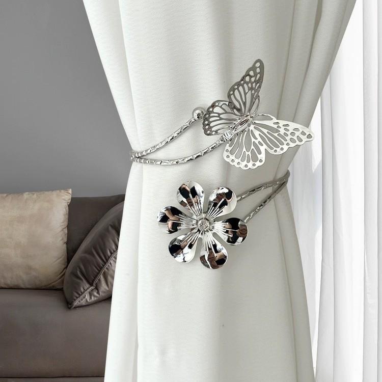 

Exaggerated Flower Opening Curtain Strap Curtain Buckle 2pc One Size серебряный