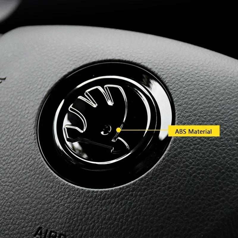 Car Steering Wheel Black Emblem for Skoda Superb RS NM18 Fabia Kodiaq Karoq Octavia A5 A7 Yeti Rapid Decorative Stickers Accessories