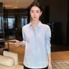 2026 Spring Women's Minimalist Light Blue Loose Long Sleeve Lapel Shirt