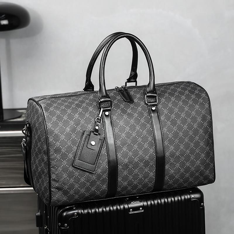 Travel Bags For Men And Women Large Capacity Tide Short Business Trip Travel Korean Version Plaid Handbag Shoulder Bag Tide
