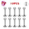 10PCS F136 Ttianium Piercing Labret Lip Stud Ring CZ 16G Internal Thread Stud Earring Ear Tragus Cartilage Helix Daith Jewelry