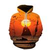 Mens Long Sleeve Hooded Sweatshirt With 3D Cloud Print Loose Fit Casual Pullover Fall
