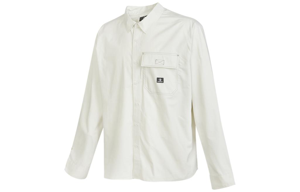 Converse WOVEN BUTTON DOWN Shirts Men s White Polo Collar Moderate Shirt 10023803-A02 XXL