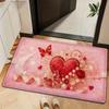 1pc Pink Heart Butterfly Floor Mat, Soft And Comfortable Flannel Mat - Quick-Drying And Absorbent, Suitable for Door Mats, Kitchen And Bathroom Decor,