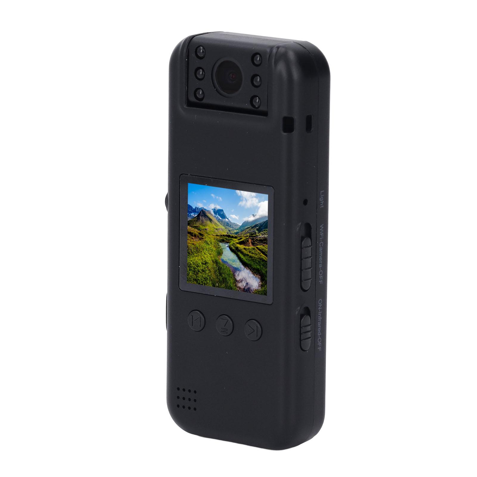 

Body Worn Camera 2304x1296P Back Clip Magnetic Small Wearable Camera with 180 Degree Rotatable Lens 1.3 Inch Screen