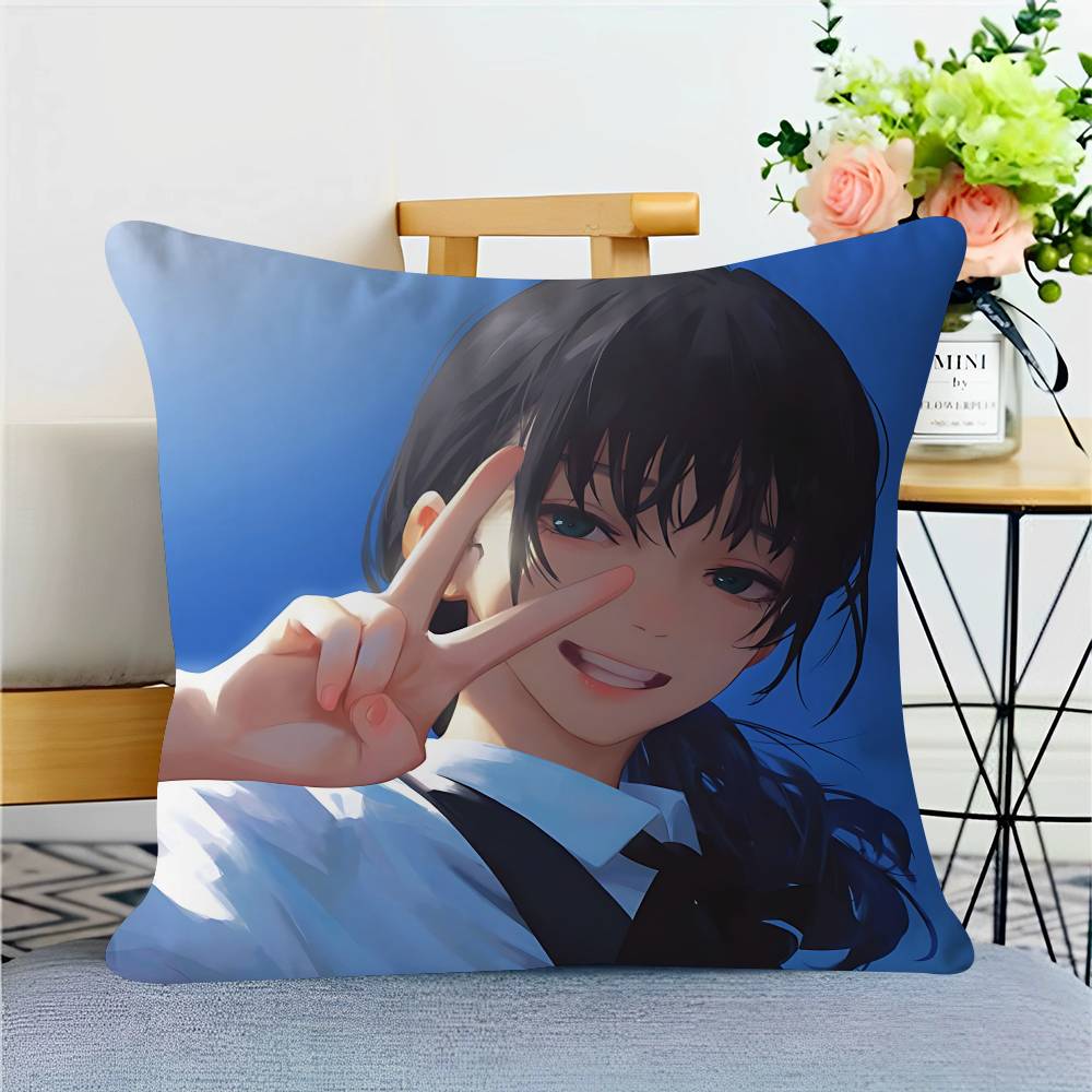 Chainsaw-Man Mitaka Asa Decorative Room Aesthetics Pillow Case Home Decor Bedroom Sofa Bed Couch Pillow Cover 45x45