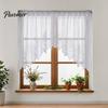 Retro Lace Curtain Half Curtain, Adjustable Lift Structure, Embroidery Floral Sheer Coffee Dustproof Window Screen Door