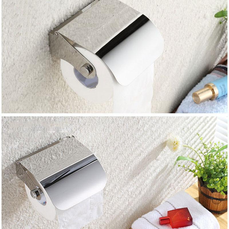 Toilet Paper Roll Holder with Curve Cover Stainless Steel Wall Mounted for Bathroom