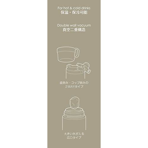 CAPTAIN STAG Sports Bottle, Water Bottle, Direct Drinking or Cup Drinking, 2-Way, Double Stainless Steel Bottle, Vacuum Insulated, Hot/Cold Insulation