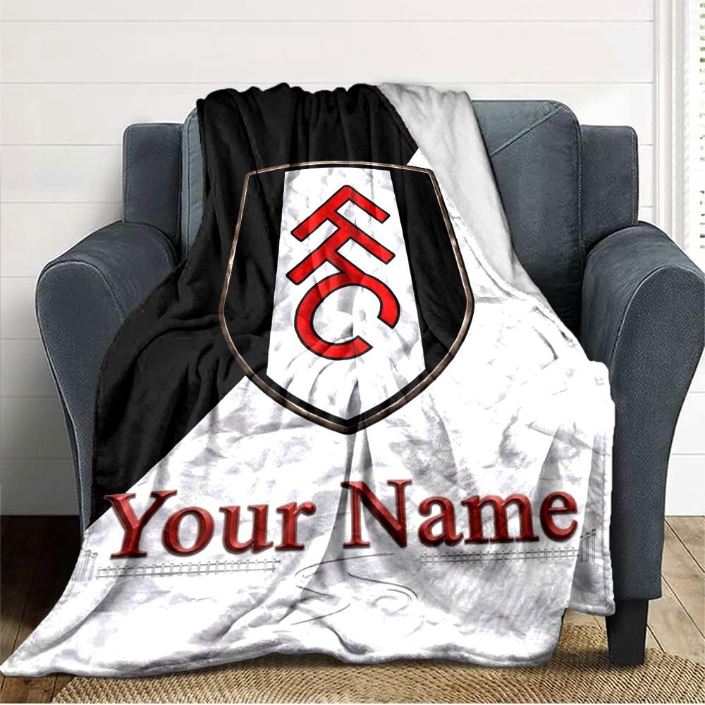 Name Custom Fulham FC Logo Print Flannel Blanket High Quality Warm Comfortable Cover for All Seasons Perfect for Gifts Home Decor