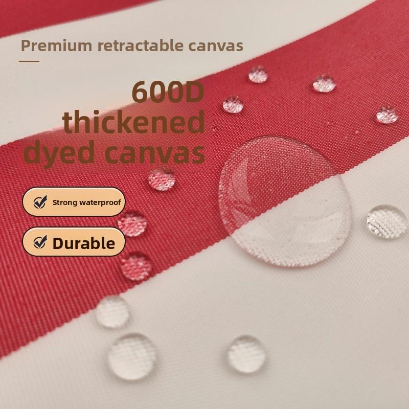 Thickened Waterproof Plain Weave Sunshade Retractable Striped Rain Canopy Fabric Outdoor Sun Blocking Rainproof Material 600D...
