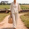 JPNTKY Women's  3/4 Sleeve Stand Collar Two Piece Set Fashion Casual Pants Suits