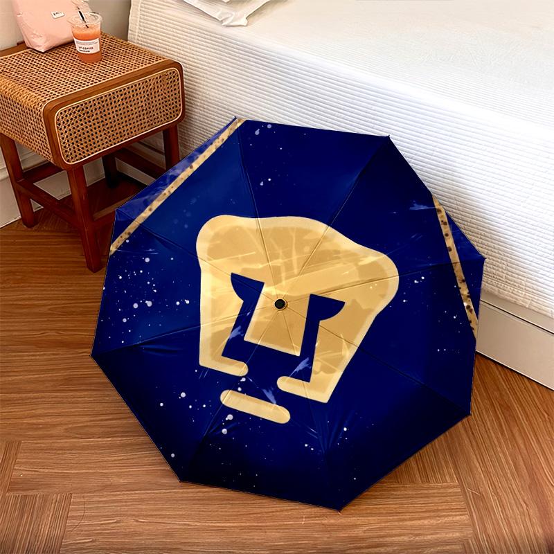 Club Universidad Nacional (Pumas) pattern, automatic folding umbrella, portable and foldable design, 8 ribs, a Christmas or birthday gift.