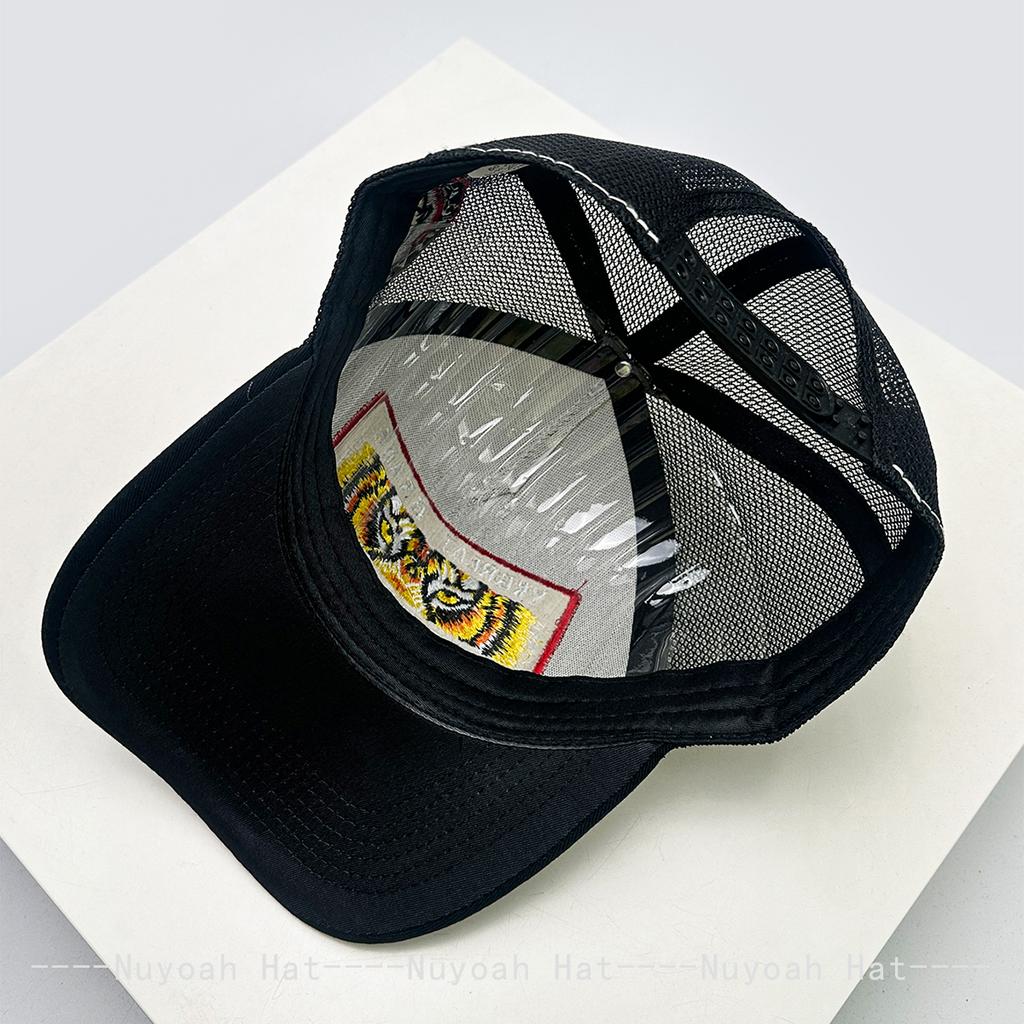 Neue Unisex-Street-Baseballkappen mit Stickerei-Tigerbuchstaben, atmungsaktiv, Farbblock, Sonnenschutz, Netz-Trucker-Kappen, persönlich, vielseitig