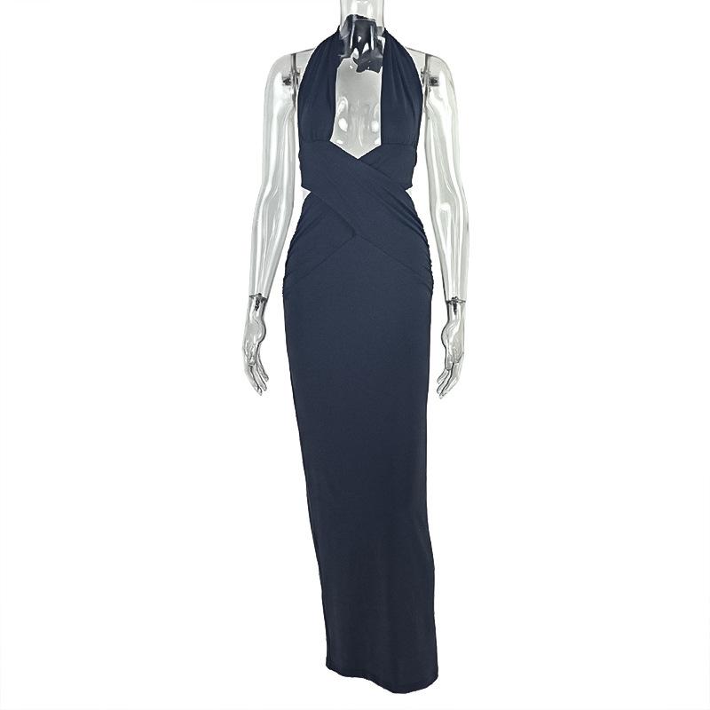Women s Black Deep V Neck Sleeveless Slim Fit Long Evening Dress S чёрный