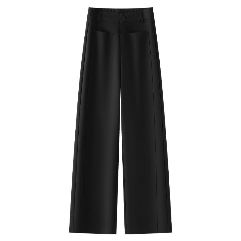

2024 Women s Gray High-Waist Loose Wide-Leg Suit Pants - Autumn/Winter Slimming Casual Style Small