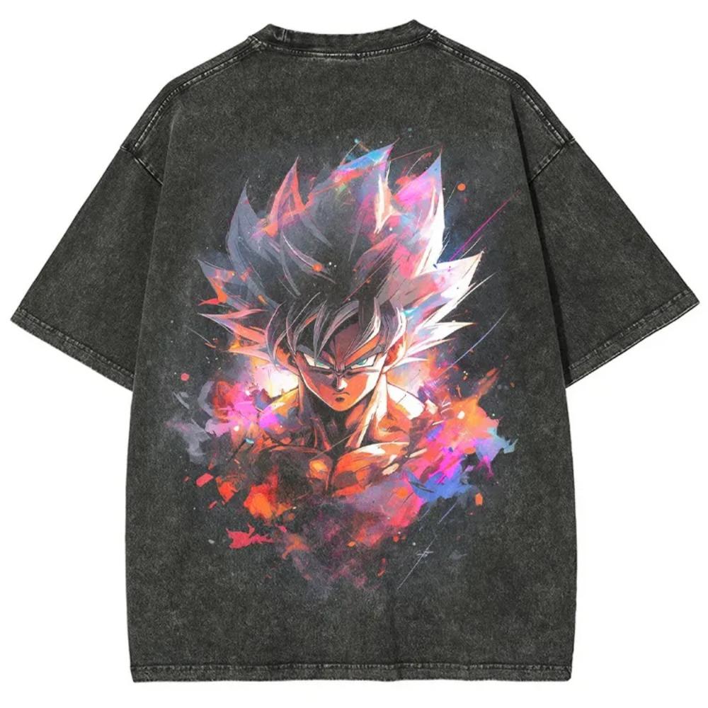

Son Goku Dragon Ball Anime Retro Harajuku Washed T-shirt Cotton Men Hip-hop Streetwear Oversized Women Short Sleeves S