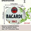 Vintage Bacardi Rundes Aluminiumschild Rustikale Metallwandkunst Heimbar Café Garage Dekoration