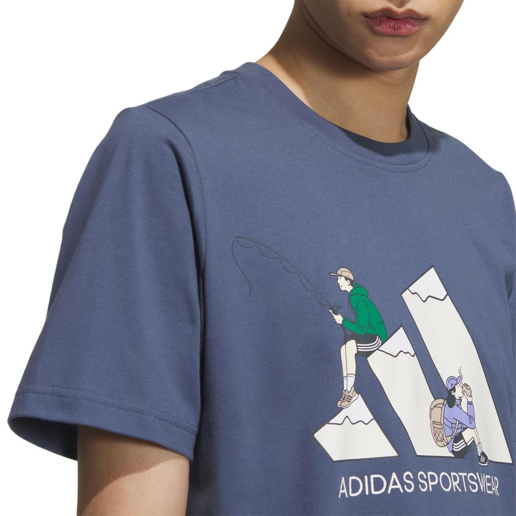 adidas Graphic Short Sleeve T-Shirt Comfortable Versatile Casual Soft Men T-Shirts Gray Blue KB7749