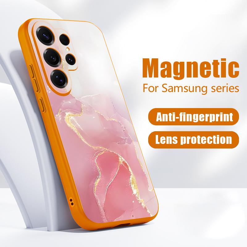 Magnetisch Für Magsafe Hülle Für Samsung Galaxy S26 Ultra S25 Edge S24 Plus S23 FE S22 A17 A54 A55 A56 A57 5G Gold Marmor Muster Hülle