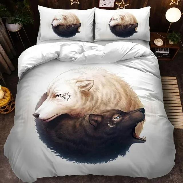 

3D Wolf Bedding Set Black White Comfortable Duvet Quilt Cover Pillowcase Bedding Set Children Bedroom Decoration Home Textile 70x133cm 2pcs