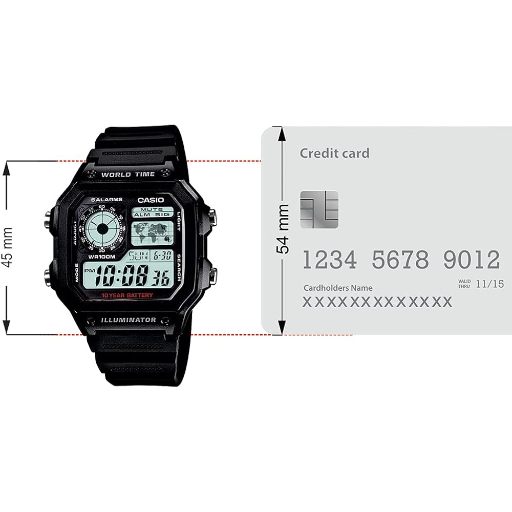 Casio AE-1200WH-1A Men's Digital Watch Black Color Overseas Model