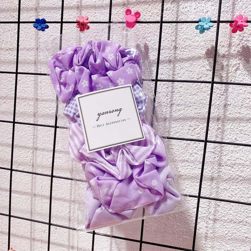 New 5PCS/Set Candy Color Printing Hair Ties For Women Cute HairBand Ponytail Holder Elastic Rubber Band Fashion Hair Accessories