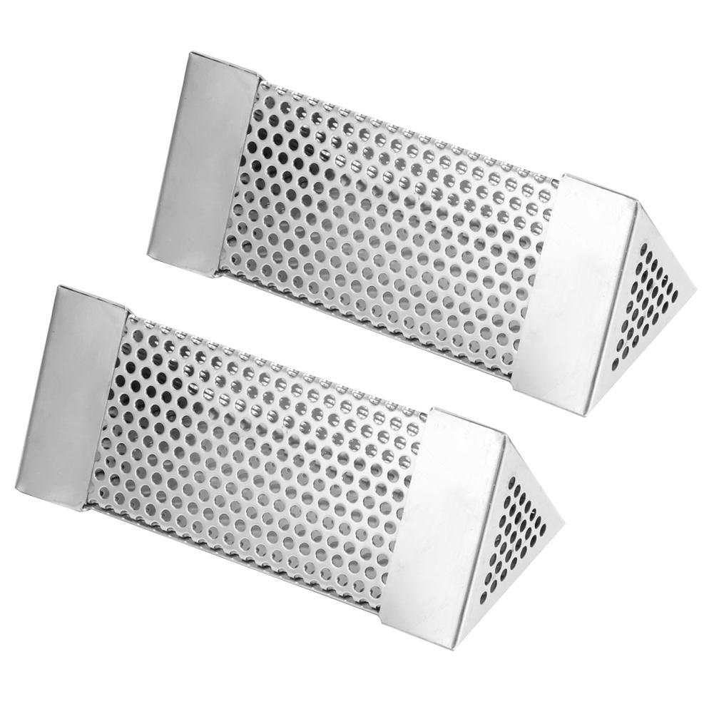

2Pcs BBQ Grill Smoker Tube Mesh Tube Pellets Smoke Box 6in Stainless Steel Barbecue Accessory Trilateral