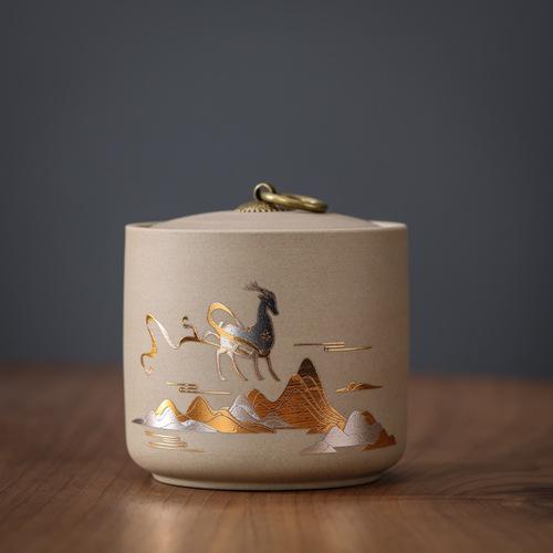 Creative Ceramic Storage Jar Purple Clay Storage Tea Jar Moistureproof Home Candy Nut Sealed Box Food Storage Container Gift New