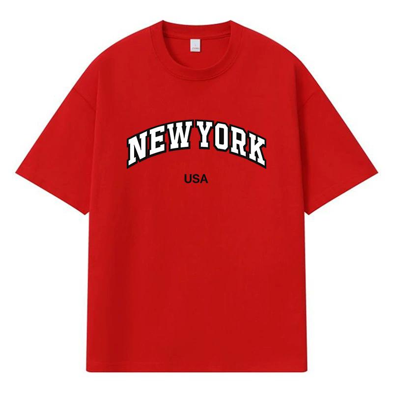 2026 Newyork Usa Printed Graphic Y2k Harajuku Streetwear 100% Cotton T Shirt Casual Oversized Summer Men T-shirt