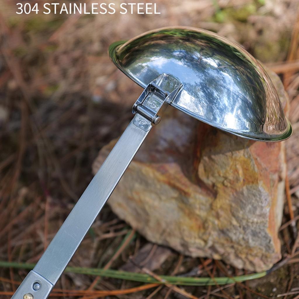 Camping Folding Spoon Outdoor Picnic 304 Stainless Steel Dinnerware Foldable Handle Soup Spoon Camping Tableware