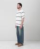 MANNERGRAM Striped Boat Neck 100% Cotton Short Sleeve Knit White