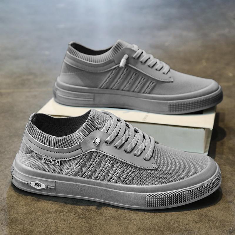 GR summer mesh fashion breathable casual men s shoes board shoes, black, gray, beige 44 бежевый