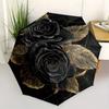 Schwarze Rose Eleganz: Einzigartige Wanddeko Schirm, Tragbarer 3-fach Kompakter Schirm für Männer & Frauen Geschenk