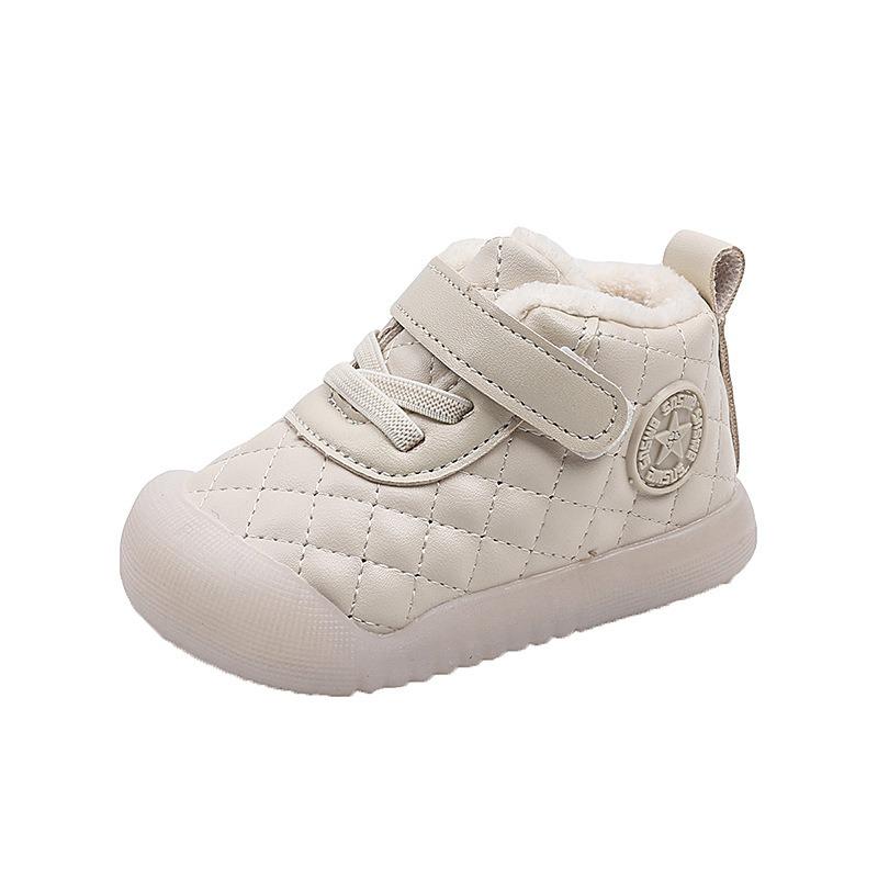 Children's Fleece-lined Soft-soled Anti-slip Baby Walking Shoes, Cotton Boots for Both Boys and Girls