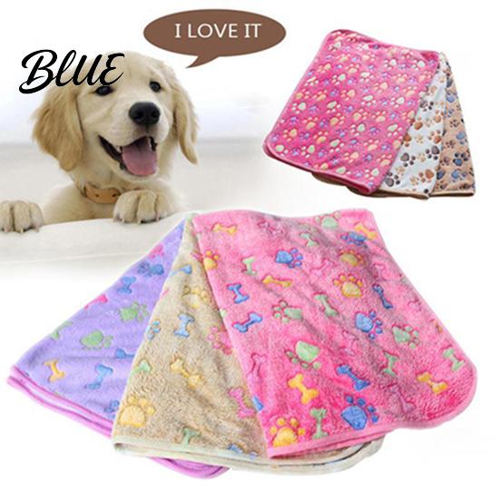 Dog Cat Bed Printed Cushion Portable Fleece Soft Comfortable Pet Blanket Paw Bone for Home