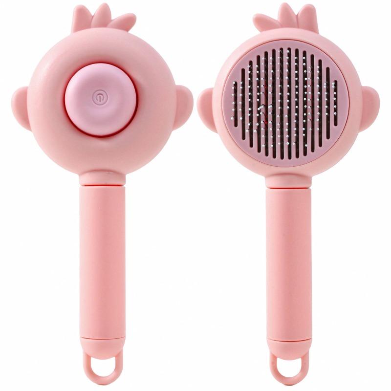 

1 шт. Щетка для депиляции кролика, Устройство для депиляции узлов кошек для удаления плавающей шерсти, Самоочищающаяся расческа для кошек и собак, Расческа для питомцев розовый