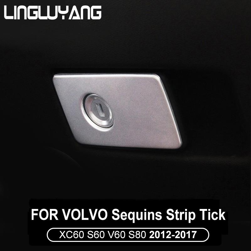 Car interior glovebox decorative covers trim chrome stainless steel sequ strip ticker for Volvo XC60 S60 V60 S80 2012-2017