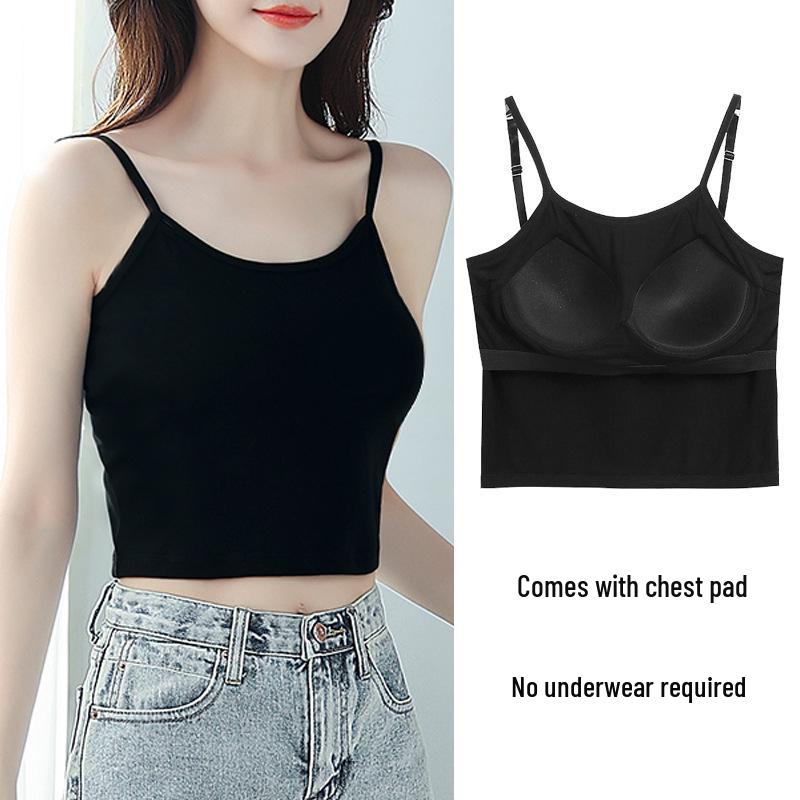 Women s Summer Slim-Fit Camisole with Built-in Bra 3XL чёрный