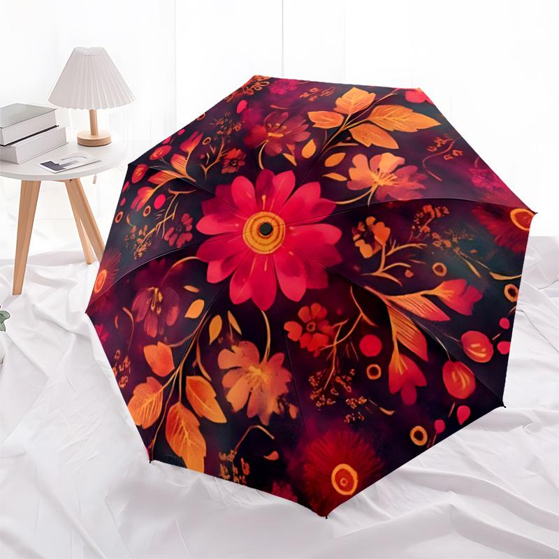 1pc Floral Mandala Automatic Open/close Umbrella, 8-Rib sturdy structure, Auto Folding/Opening, Portable Travel Umbrella for Women,069