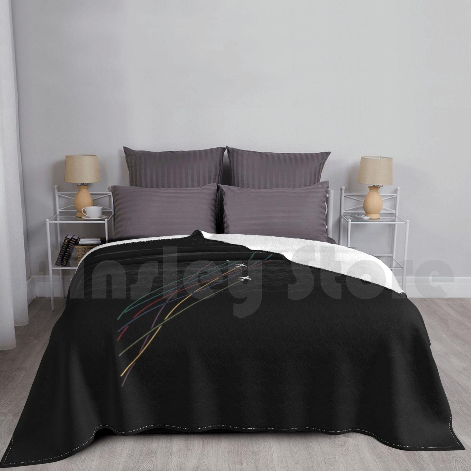 Blanket Pilot Colorful Flying Passenger Airplanes Aeroplanes Gift Print 345 Fighter Jets Size: 75*100cm, Weight: 230 GSM