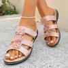 Fashion Vintage Flower Decoration Slip On Sandals Women Non Slip Soft Sole Low Heels Slides Women 2025 Summer Casual Holiday Slippers