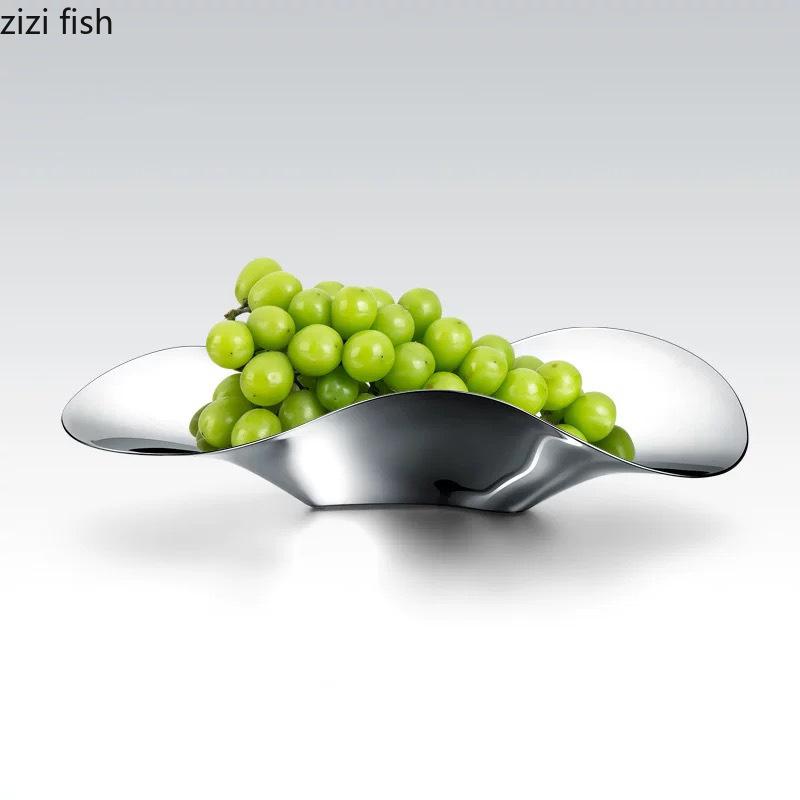 Irregular Stainless Steel Fruit Plate Salad Bowl Candy Tray Snack Bowl Tea Plate Dessert Plate Pastry Plates Dim Sum Dish
