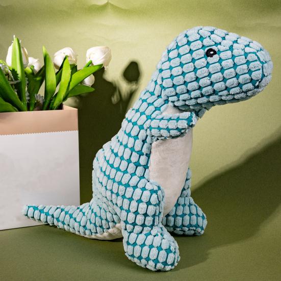 Pet Toy Dinosaur Shape Bite-Resistant Plush Dog Chew Toy with Built-in Sound Device Soft Interactive Stress Relief Toy