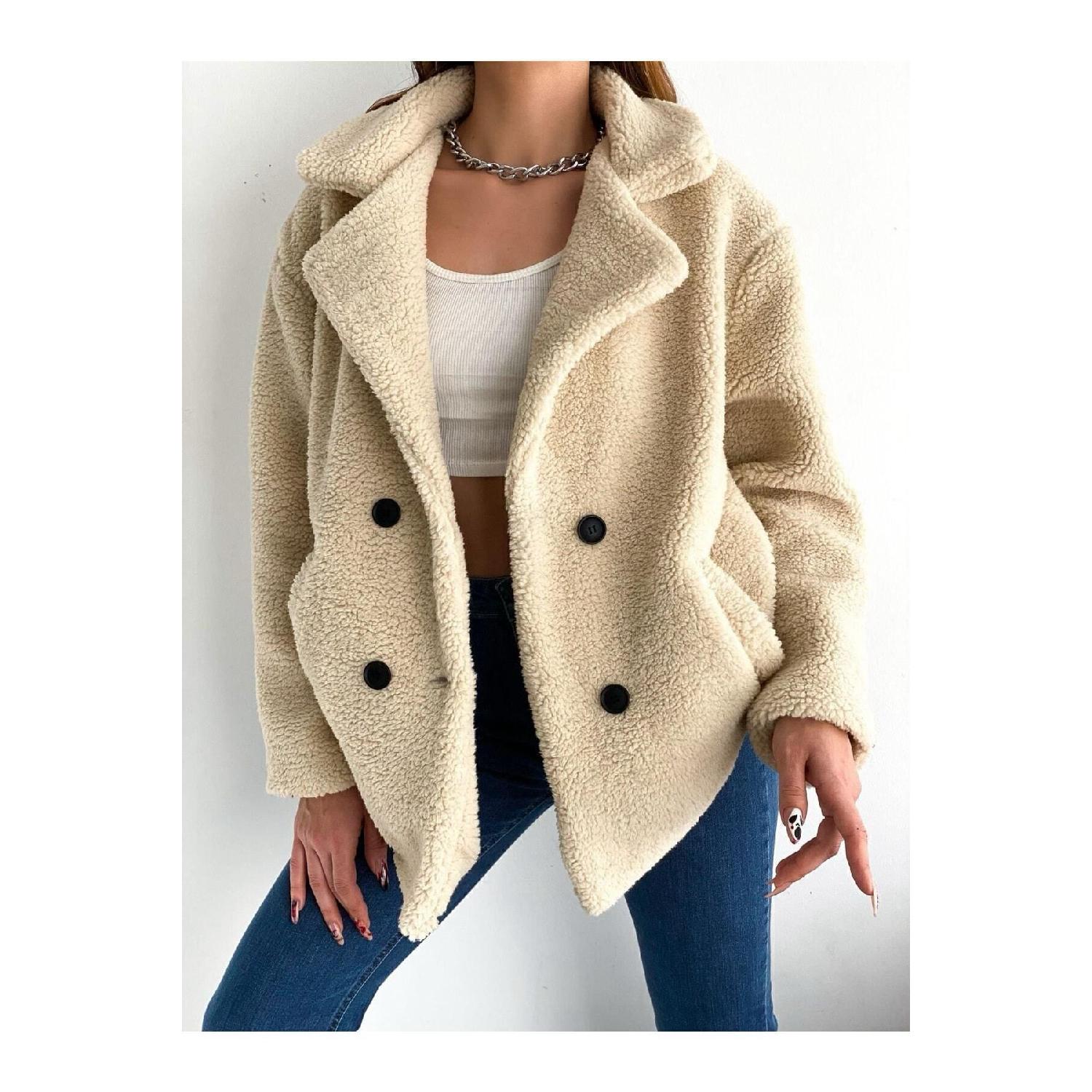 

Four Button Plush Coat S синій