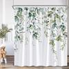 Eucalyptus Leaves Shower Curtains Autumn Brown Leaf Watercolour Plants Modern Bath Curtain Polyester Fabric Home Bathroom Decor